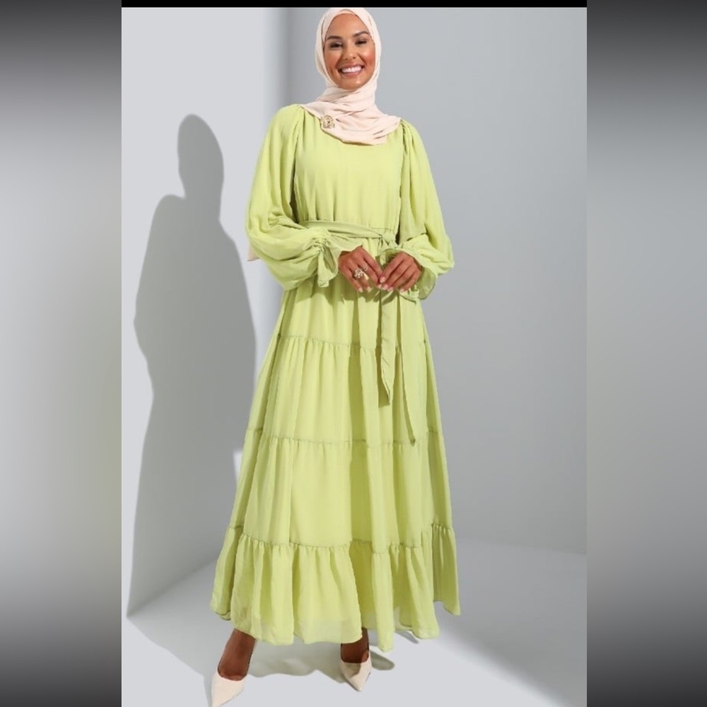 Elegant Lime Green Maxi Dress fully lined size 4 - Picture 1 of 1